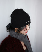3 Cubic studded ribbed beanie (for men and women)