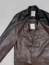 [unisex] Crack Single Leather Over Fit Jacket