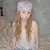 glitter check pattern scarf pink