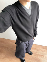 Inset Layered V-neck Knit