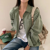 [BELLIDE MADE] ビンテージチェックルーズフィットシャツブラウス