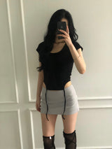 Pintuck Mini Satin Skirt