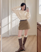 Wool mini skirt & belt set