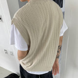 Punching knit round vest 2C