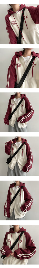 PM Raglan Coloring Fleece Hooded Zip-Up