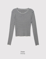 Slim Fit Crop Border Rib Knit (4color)