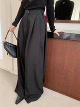 Grace Two-Tuck Button Wide Long Slacks