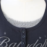 Angel Point Lettering Shirring Tee 233237257