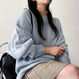 Ichi cable snap henry neck knitwear