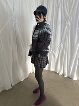 ローベルトチェックプリーツミニスカート (BLACK)