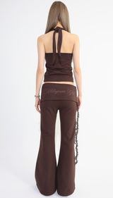 Lace flared pants - Brown