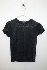 Floral Lace Puff Top (Black)