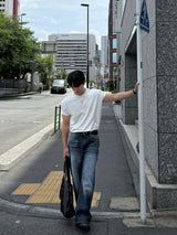 Damage straight denim pants