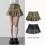 Coloring frill cancan mini skirt *Underpants internal hip mood 💫 low-rise skirt (2 colors)