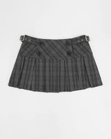Buckle Pleated Mini Skirt Check