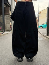 Lipang Curved Cargo Pocket Wide Pants