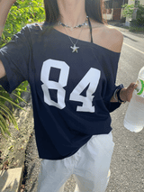 ナンバーネイビールースフィット半袖Tシャツ