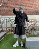 Psel selvage bermuda pants(Black)