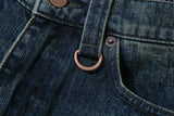 Curved Line Out Slab Denim Pants (Dark Blue)