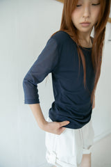 see-through sleeve capri sleeve top(3colors)
