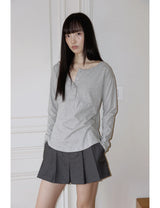 PLACKET RIBBED T-SHIRT(GREY)