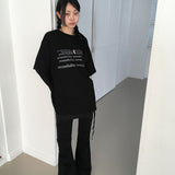 キレイレタリングオーバーフィットショートスリーブレイヤードロングスリーブTシャツ