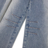 WASHING PIN TUCK NAPPING WIDE-FIT DENIM PANTS [BLUE]
