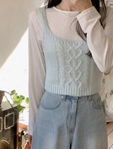 UE Square Twist Knit Bustier (4color)