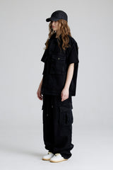 CARGO LOOSEFIT DENIM PANTS BLACK