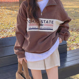 オハイオ カラーリング ハーフジップアップ フリース スウェット Tシャツ