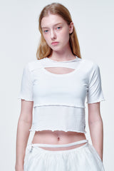 Cross cut top White