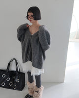 Mohair wool knitwear oversized-fit cardigan