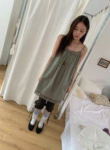 Umi Shirring Layered Lace Sleeveless One Piece