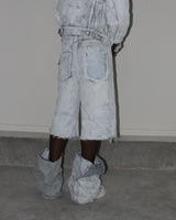 YUKIKARA "COLDWAX" HANDPAINTED DENIM JORTS UPCYCLED DISTRESSED (1OF1 UNRELEASED)