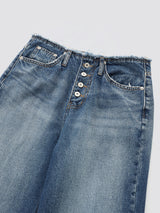 Wide Button Denim Pants