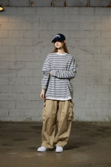 JERRY STRIPE OVERFIT LONG SLEEVE T-SHIRT / GRAY