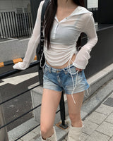 サイドストリングボタンパーカー