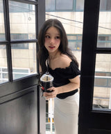 [ daily ] ミュールオフシャーリングテンションリボントップ