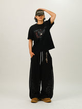 LU グラデーション ヴィンテージ プリンティング ハーフスリーブ Tシャツ