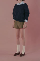 Cinnamon cable knit_navy