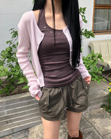 ノービス リブ クロップ カーディガン