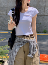 スリムクロップ半袖Tシャツ (4color)