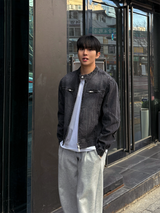 Stone-washed biker jacket