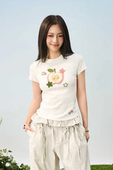 プラッシュアップルエンブロイダードTシャツ