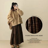 Ronnie checkered frill long skirt