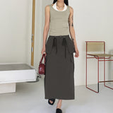 Abe nylon string cargo back banding long skirt