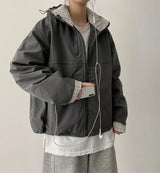 Tick checkered lining high neck padded jumper