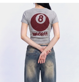 ストレッチコットンスリムショートスリーブTシャツ エイトボールメランジ