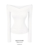 Deep V-Neck Off-Shoulder Top (2color)
