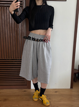 [Unisex] Belted sweat bermuda pants(3color)